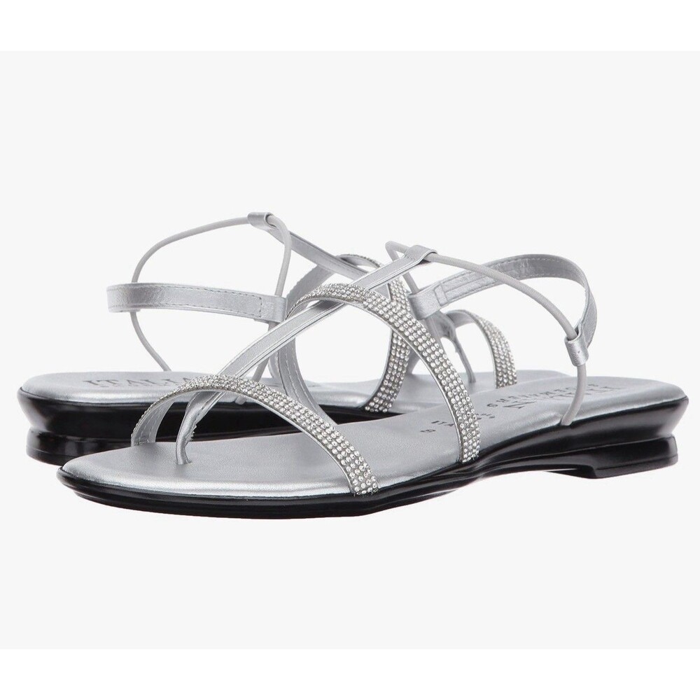 Italian Shoemakers Marisa Silver Rhinestone Sandals Sz 10 New